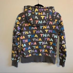 XS TNA Aritzia Colorful lettering zip up hoodie